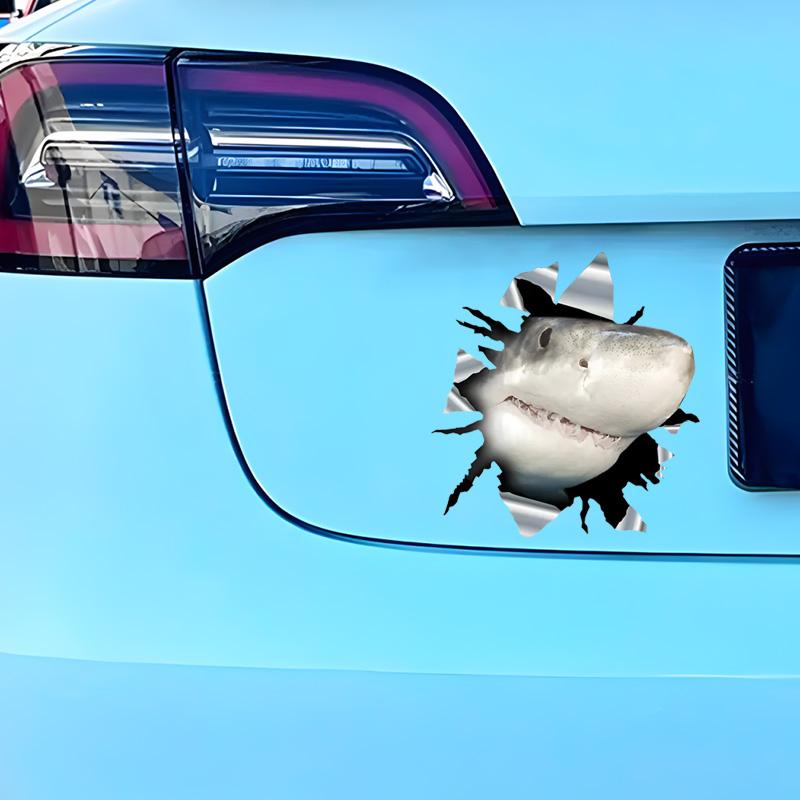 3D Shark Car Sticker, Fun Waterproof Sticker for Cars, Trucks, Motorcycles, Walls, Windows, PVC Material