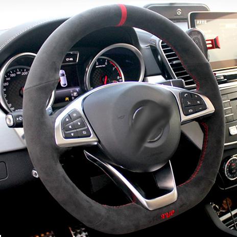 Customized Real Alcantara Steering Wheel Cover for Mercedes Benz W176 W246 W205 C117 R231 R172 AMG C43 Braid on Steering Wheel