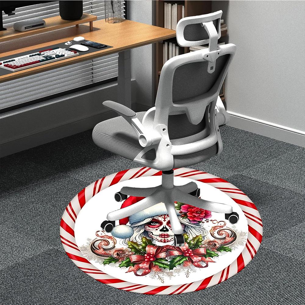 

1pc Christmas Sugar Skull Chair Carpet for Office Non-Slip, Machine Washable Rug for Office, Room - Holiday Decor, Machine Made yy251016049 80cm by 80cm