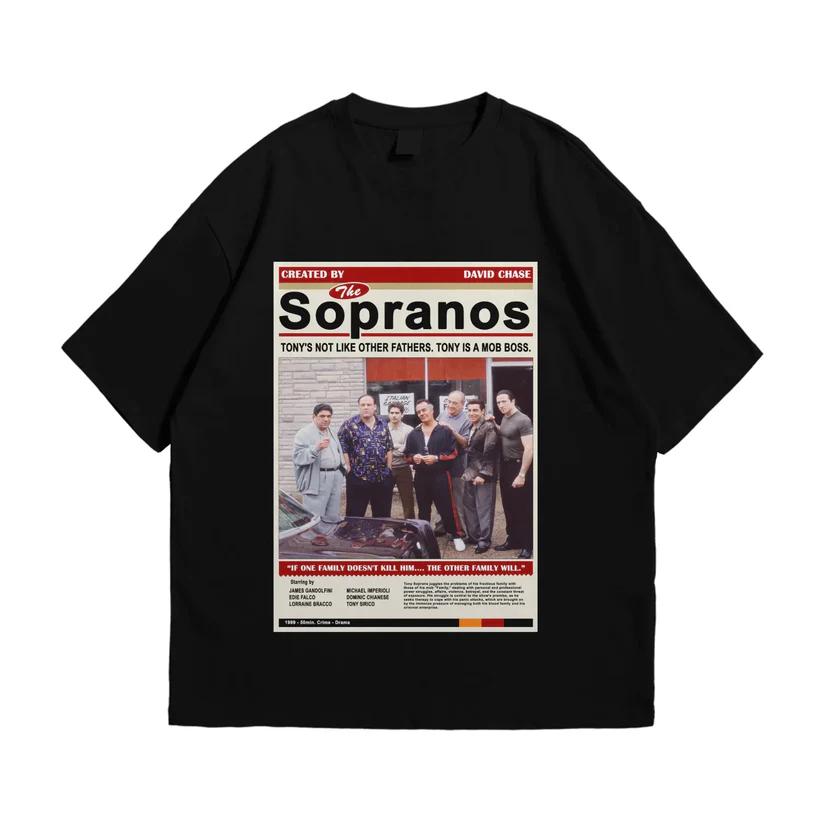 The Sopranos Unisex Black Cotton TShirt Streetwear Retro Cool