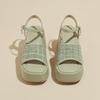 2025 summer thick-soled wedge sandals women's one-word buckle with open-toed European and American big-name wind outdoor Roman shoes waterproof table