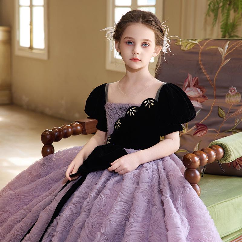 Girls' High-End Hepburn Style Princess Winter Evening Gown