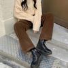 Pantaloni di velluto a coste vintage Pantaloni dritti a vita alta con tasche causali Tutti abbinati a pantaloni coreani femminili
