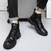 Autumn and Winter New High-top Velvet Warm Martin Boots Men's Shoes British Style Versatile Black Tooling Locomotive Leather Boots Casual