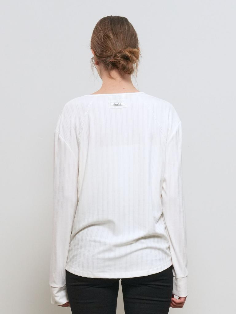 GENERALIDEA Loose Fit Henley Neck T-Shirt [White] / Gf1Lts516