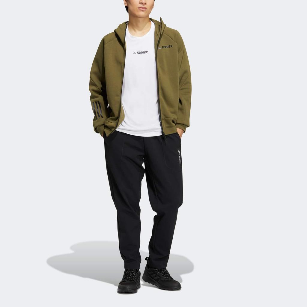 Adidas Terrex Knit Fz Hd Jacket With Solid Three-Stripe Print Logo Zip Hoodie Unisex Jacket Green HM9709