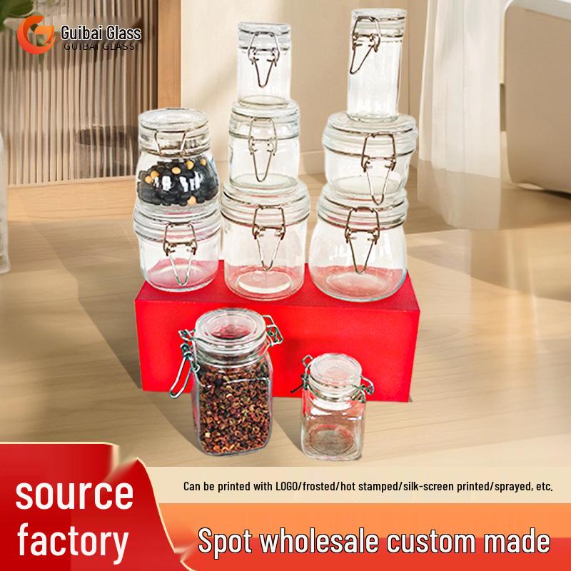 Small Capacity Snap Lid Glass Storage Jar for Dried Fruit & Tea
