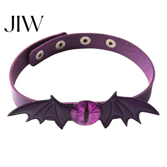 Protection Amulet Jewelry Gothic Bat Leather Choker Necklace, Devil Eyes Collar Necklace for Women Style Men, Adjustable Wing Clavicle Halloween Party