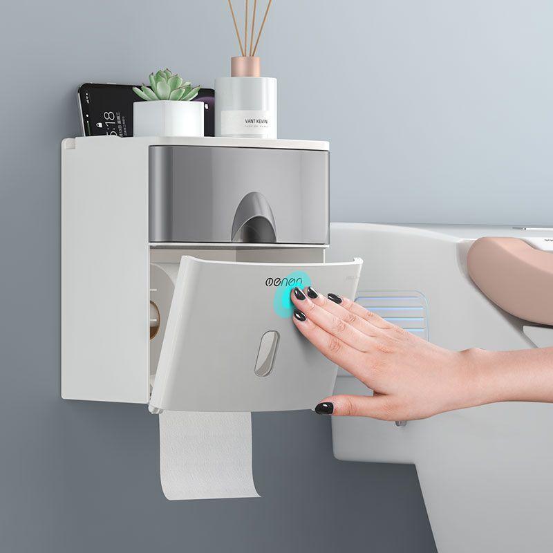 Toilet tissue box waterproof punch-free toilet paper toilet paper rack toilet wall-mounted paper box paper roll
