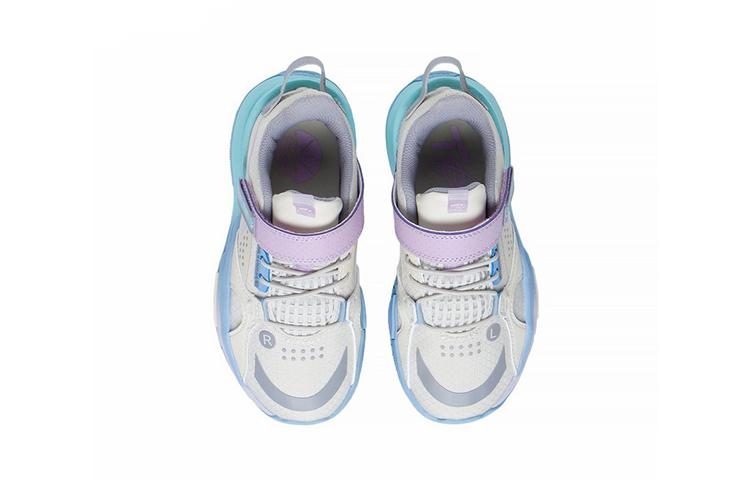 Li Ning Low Top Performance Basketball Shoes White Blue Purple Children Aged 3 7 Years Old YKNS066-1