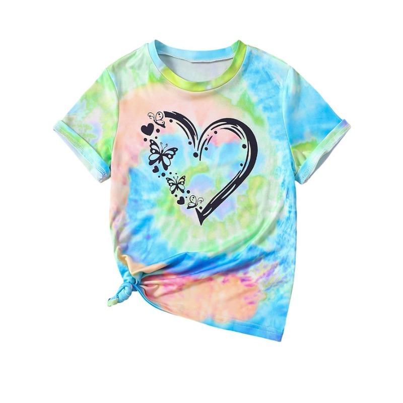 Einfaches 3D-gedrucktes lässiges, modisches, süßes Liebesmuster, kurzärmeliges T-Shirt für Kinder und Damen