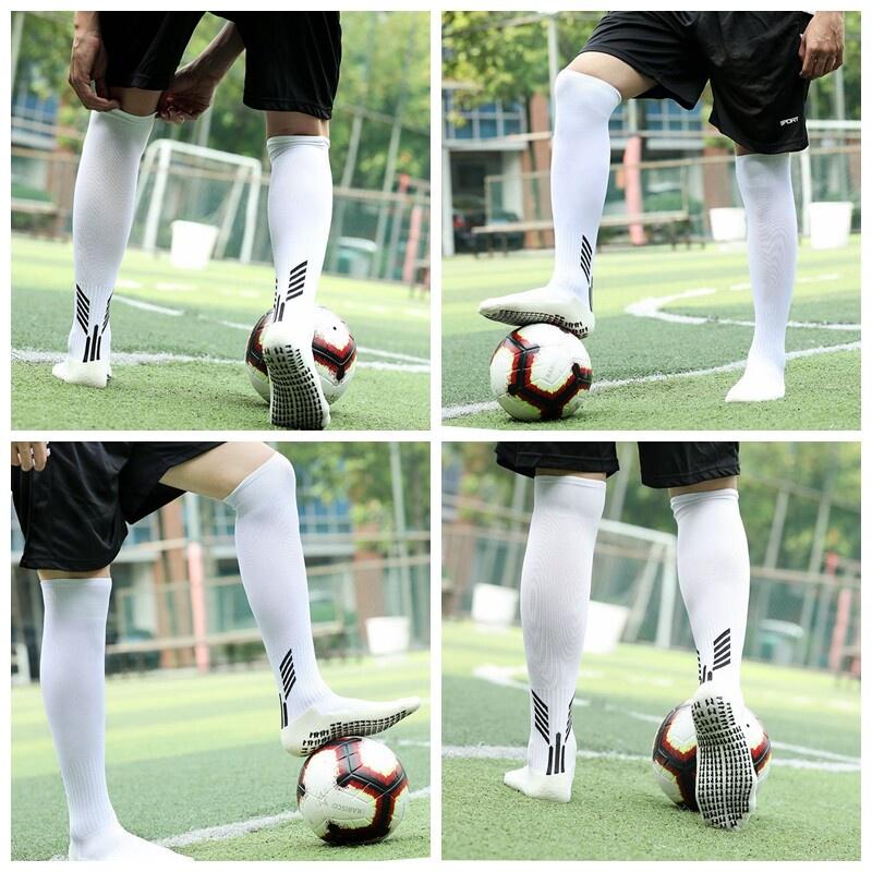 Meias de futebol antiderrapantes para crianças e adolescentes meias esportivas com fundo de toalha