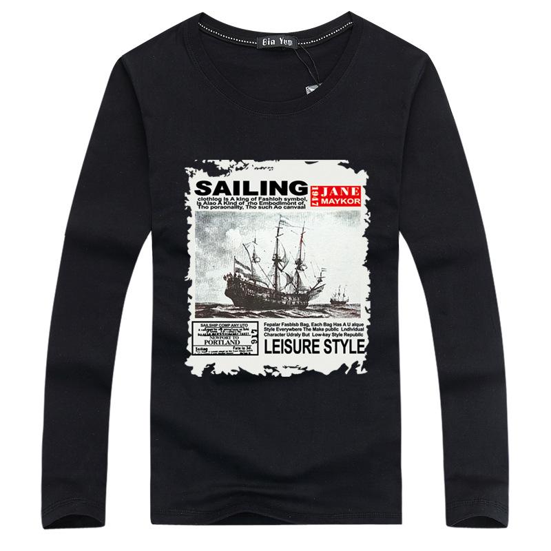 Men's 2020 Korean Slim-Fit Long-Sleeve Round-Neck T-Shirt, Large Sizes, Spring/Autumn Fashion Trend