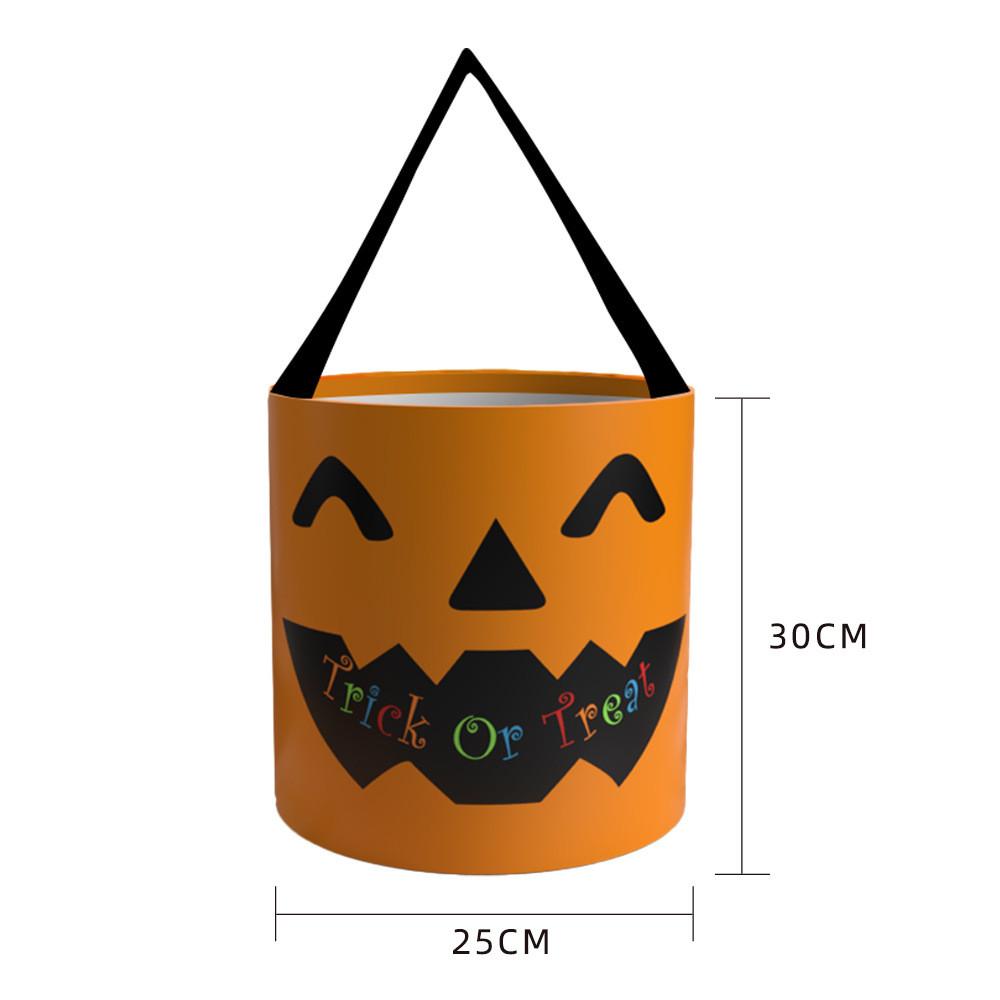 Halloween Pumpkin Bag With Cartoon Design For Trick Or Treat Candy Collecting