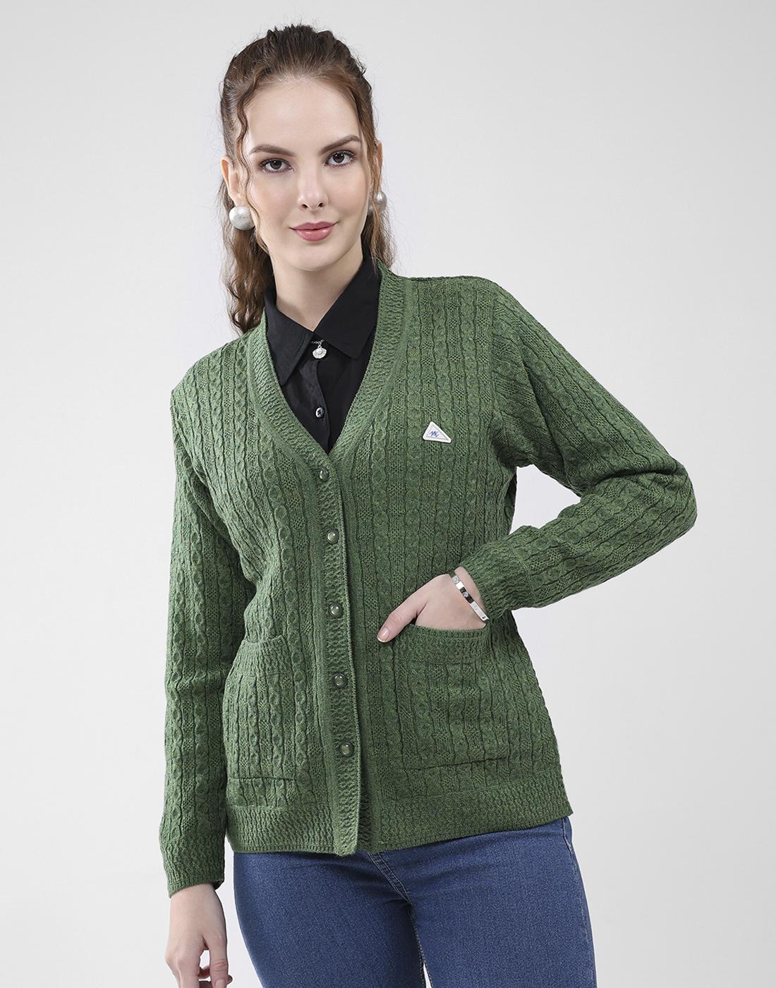 

Monte Carlo Women s V Neck Full Sleeves Cardigan зелёный