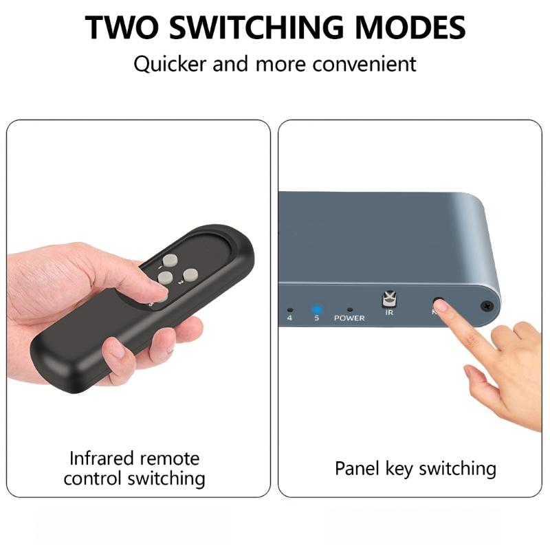 8K501 5x1 HDTV 2.1 Switching Box 5 Port For Shared Screen Switcher Adapter 8K@60Hz 4K@120Hz Smooth Connection