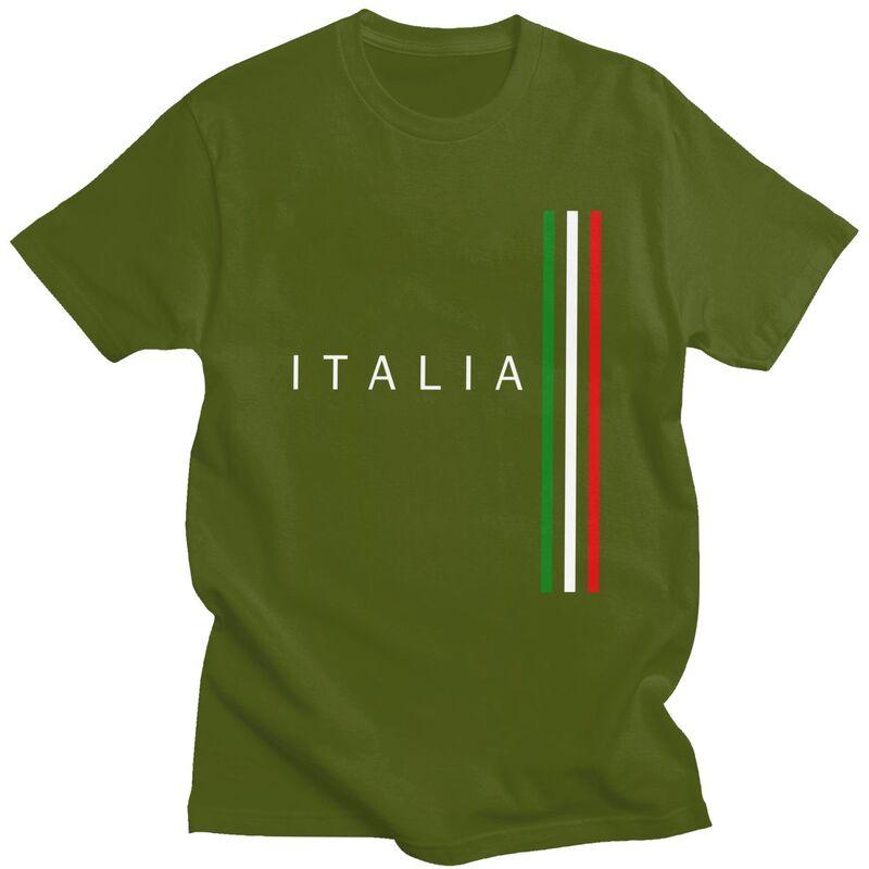 Individuelles Klassisches Italien Flagge T-Shirt Herren Kurzarm Italienisch Stolze T-Shirts Lässige Tee Tops Übergroße T-Shirts Merch