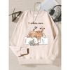The Cat That Always Wants To Sleep Pattern Printed Hooded Women Simple Warm Autumn Sweatshirt Street Casual Pullovers
