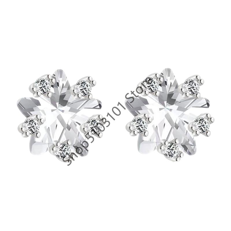 X6HE Geometric Star Studs Earrings Cubic Zirconia Gemstones In Assorted Color Comfortable All Day Wear