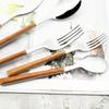 30 Stücke Nachahmung Holzgriff Geschirr Besteck Set Edelstahl Geschirr Messer Gabel Löffel Besteck Westlichen Besteck