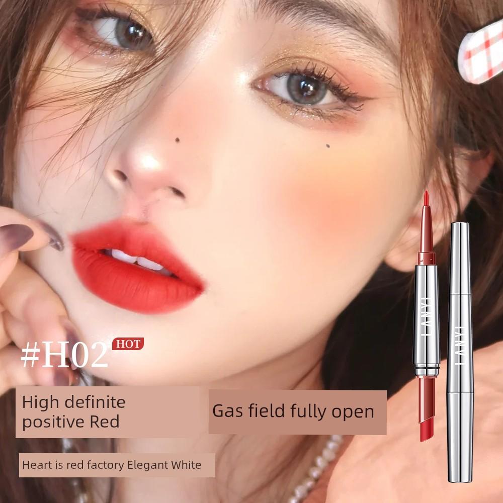 Double-Headed Lip Liner Lipstick No Stain on Cup Not Easy to Fade Cinnamon Milk Tea Plain Nude Brown White Official Authentic Products