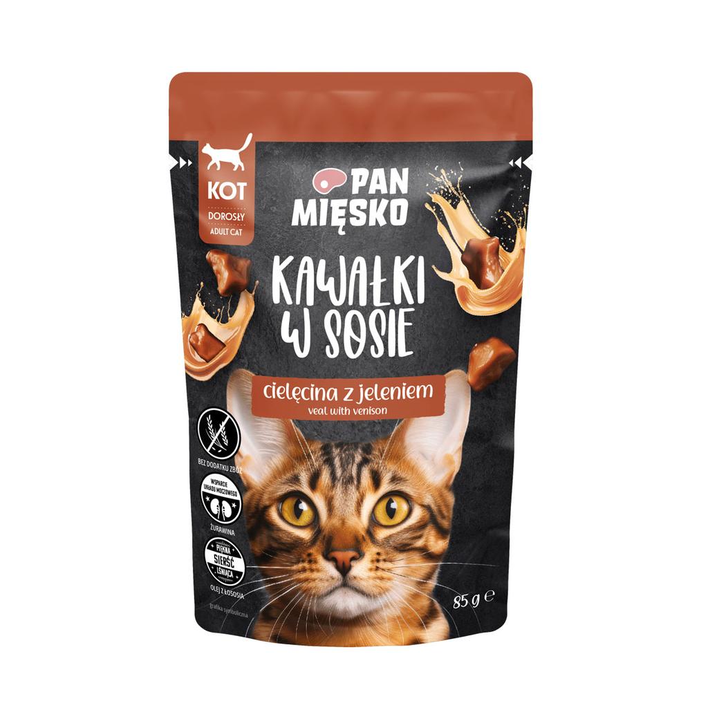 Pan Meat Sachet Wet Cat Food Adult Veal Deer In Sauce 85g