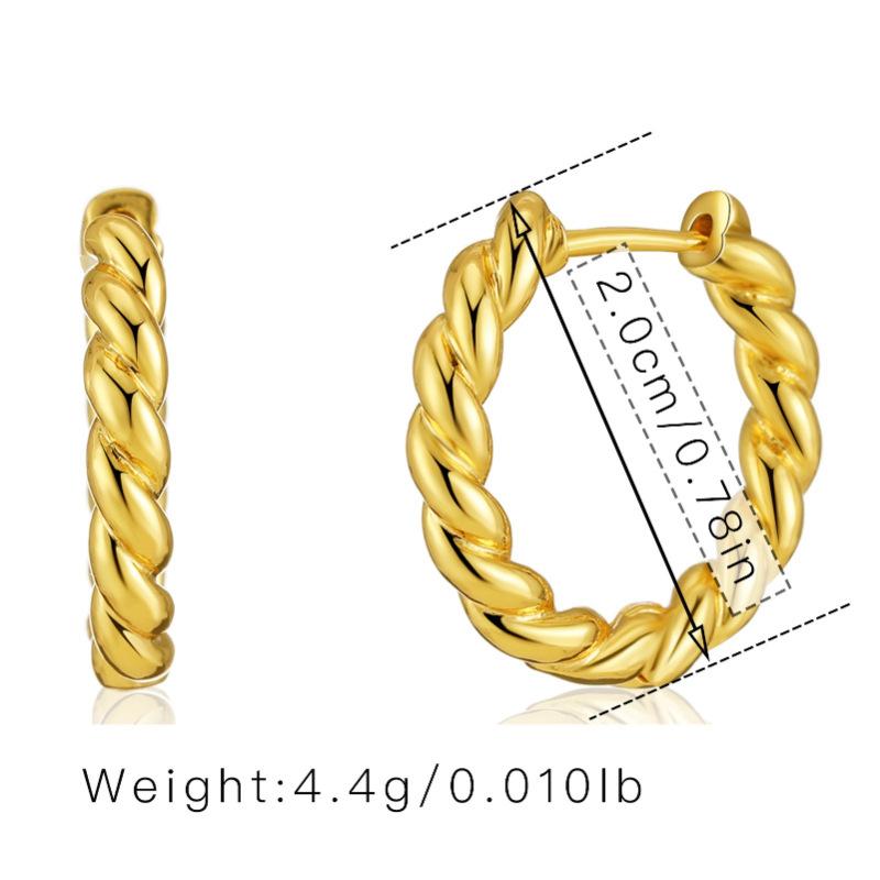 Twisted Braided Hoop Earrings Women Niche Minimalist Design 18k Plated Circle Ear Jewelry