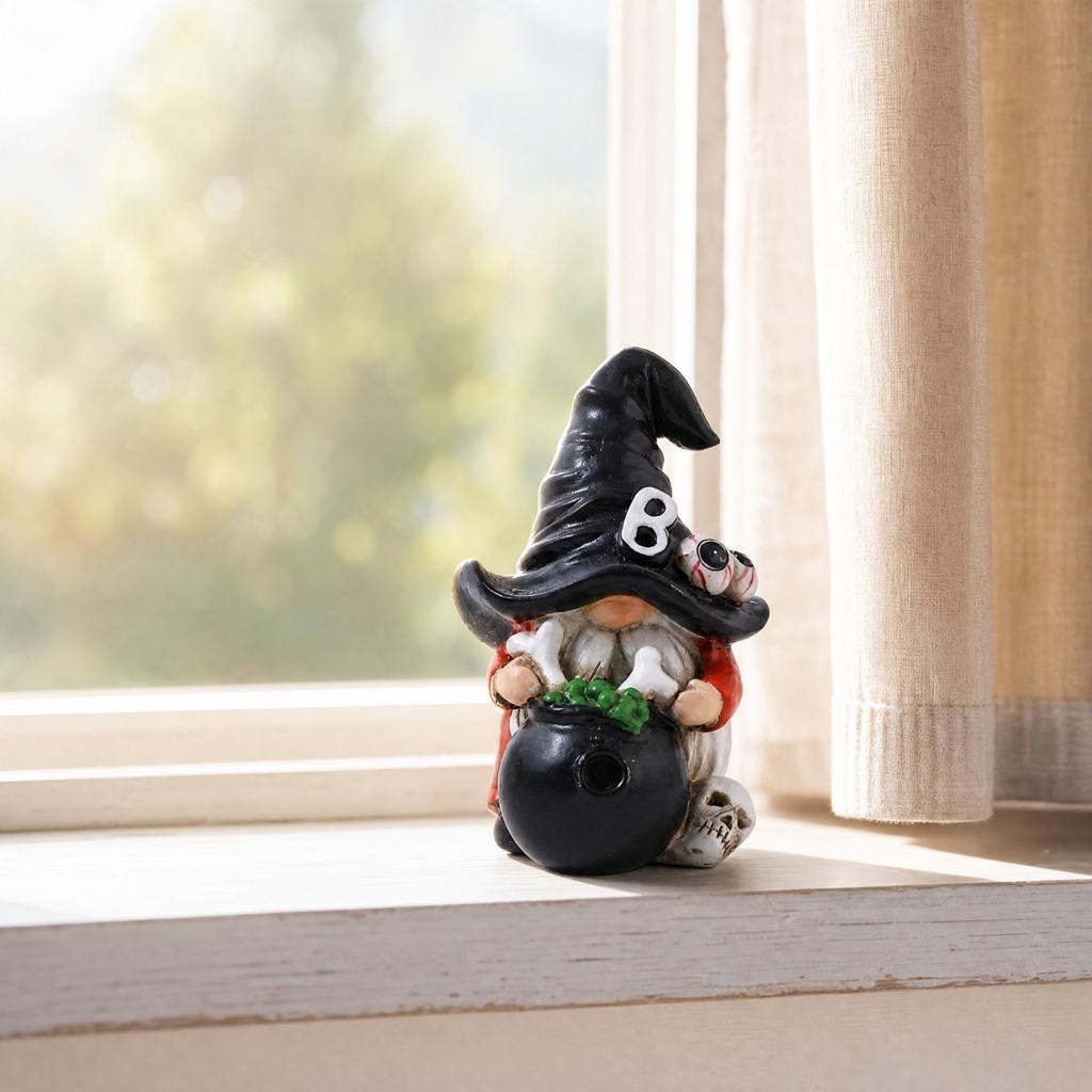 Halloween Gnome Resin Figurine for Seasonal Home Decor and Garden Decoration