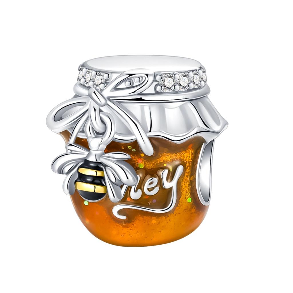 Copper Metal Bee Honey Jar Bead Components Yellow Series Charm Bead Component Compatible With Bracelet High Quality Fine Jewelry Do It Yourself Bead