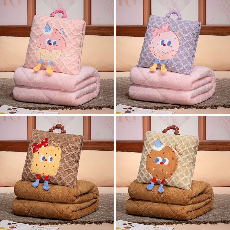 Creative and Fashionable Pillow Quilt Blanket Two-in-one Two-dimensional Wash Cotton Nap Air Conditioner Pillow Embroidered Plush Head Cushion