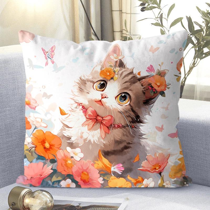 

Милый узор с изображением кошки Декоративная наволочка для гостиной, спальни, квадратная подушка, наволочка 40x40cm