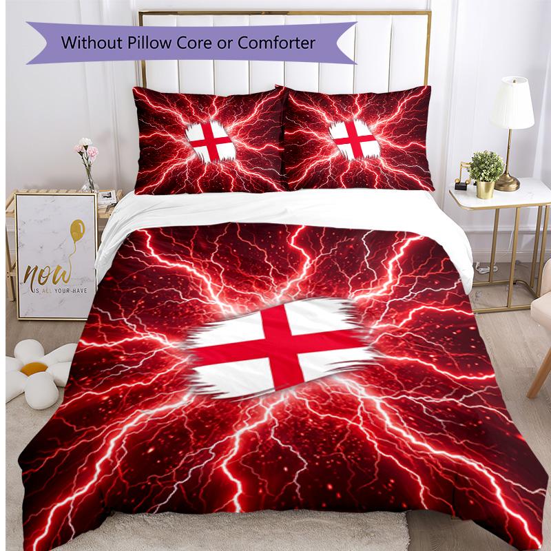 Set Biancheria da Letto Stampata Calcio Inghilterra 3 Pezzi Copriletto Traspirante Accogliente come Regalo per la Casa Nuova o per le Feste