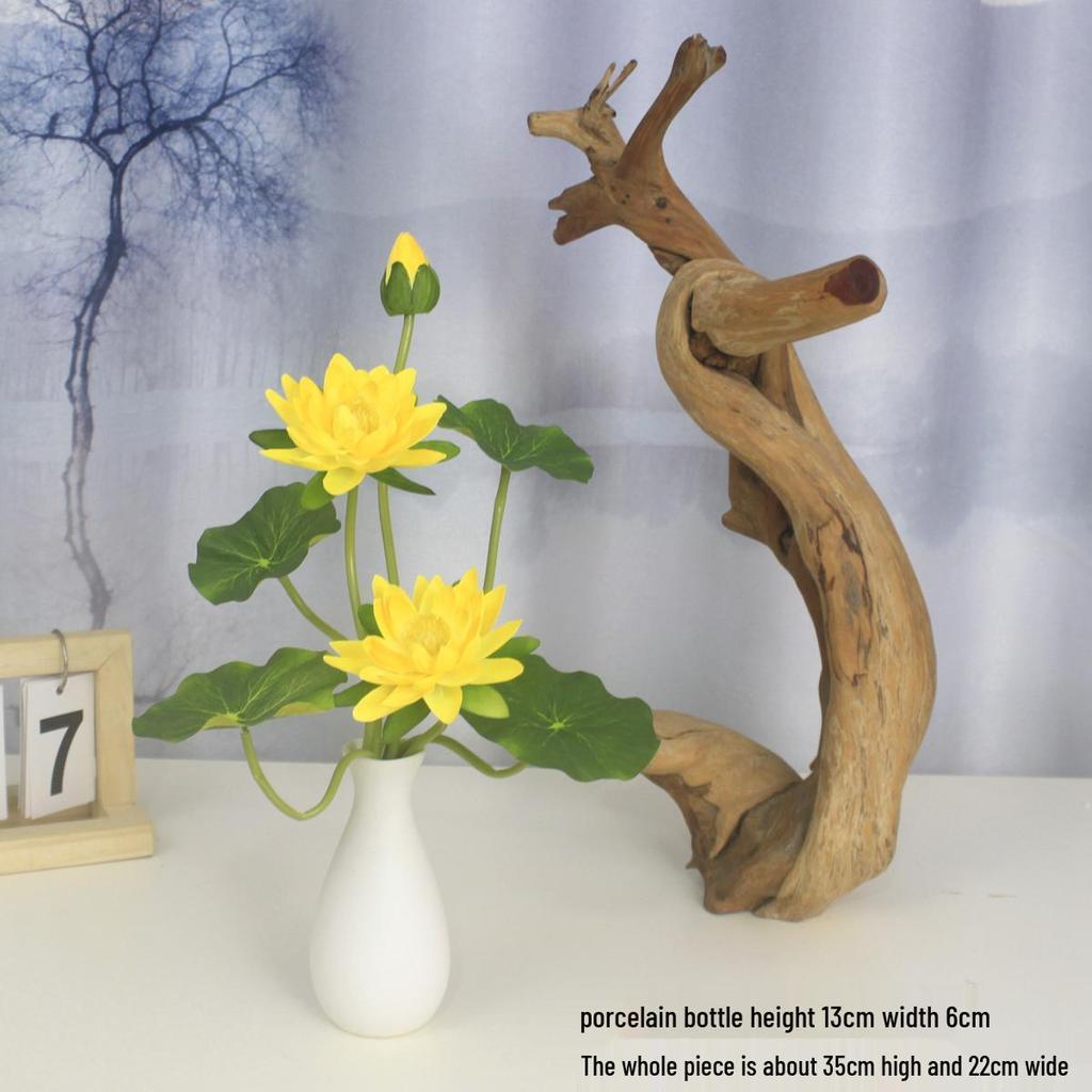 Artificial Silk Lotus Flower Ornament for Buddha Altar - Decorative Bonsai Guanyin Flower