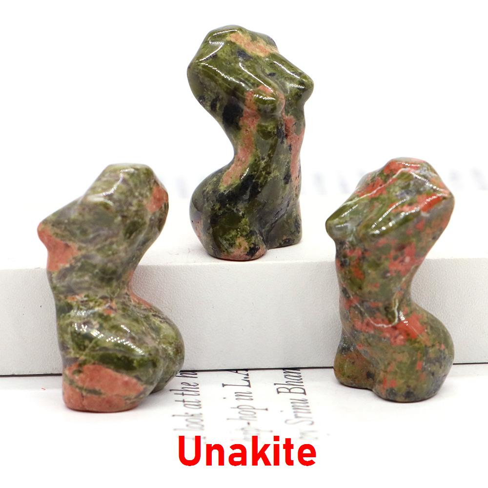 1,2" Sexuelle Damenmodell-Statue Heimdekoration Heilkristall Geschnitzter Edelstein Weiblicher Körperbüste Figur, Reiki Rosenquarz Göttin Geschenke