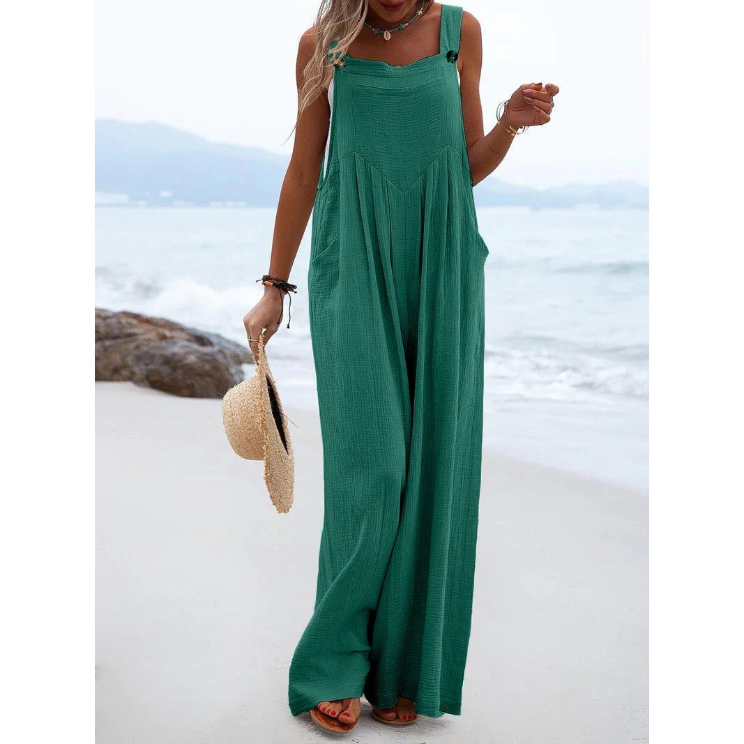 

QICED летний комбинезон, модный однотонный женский комбинезон на пуговицах в этническом стиле M