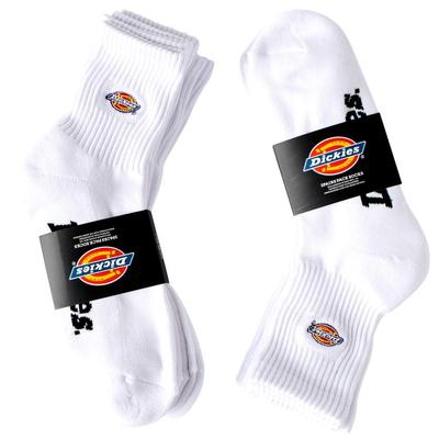 Dickies Crew Socks with Embroidered Logo and Pile Pack Logo Men's 3-Piece Bottoms, Mid-Length, 3-Piece (White Embroidery)