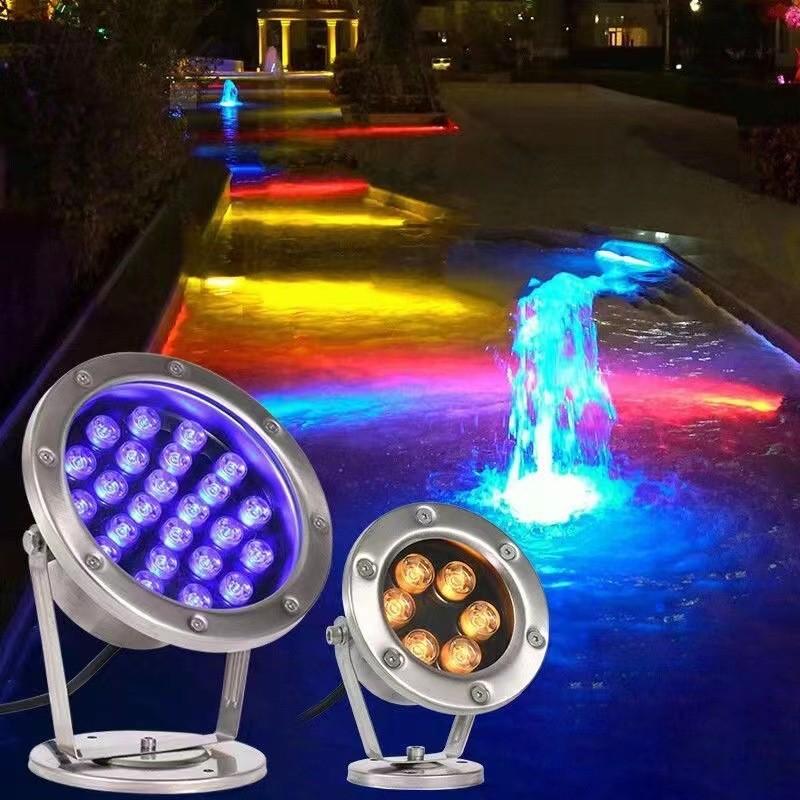 24V Waterproof Colorful LED Swimming Pool Light Scenic Fish Pool Spotlight Stainless Steel LED Underwater Lights