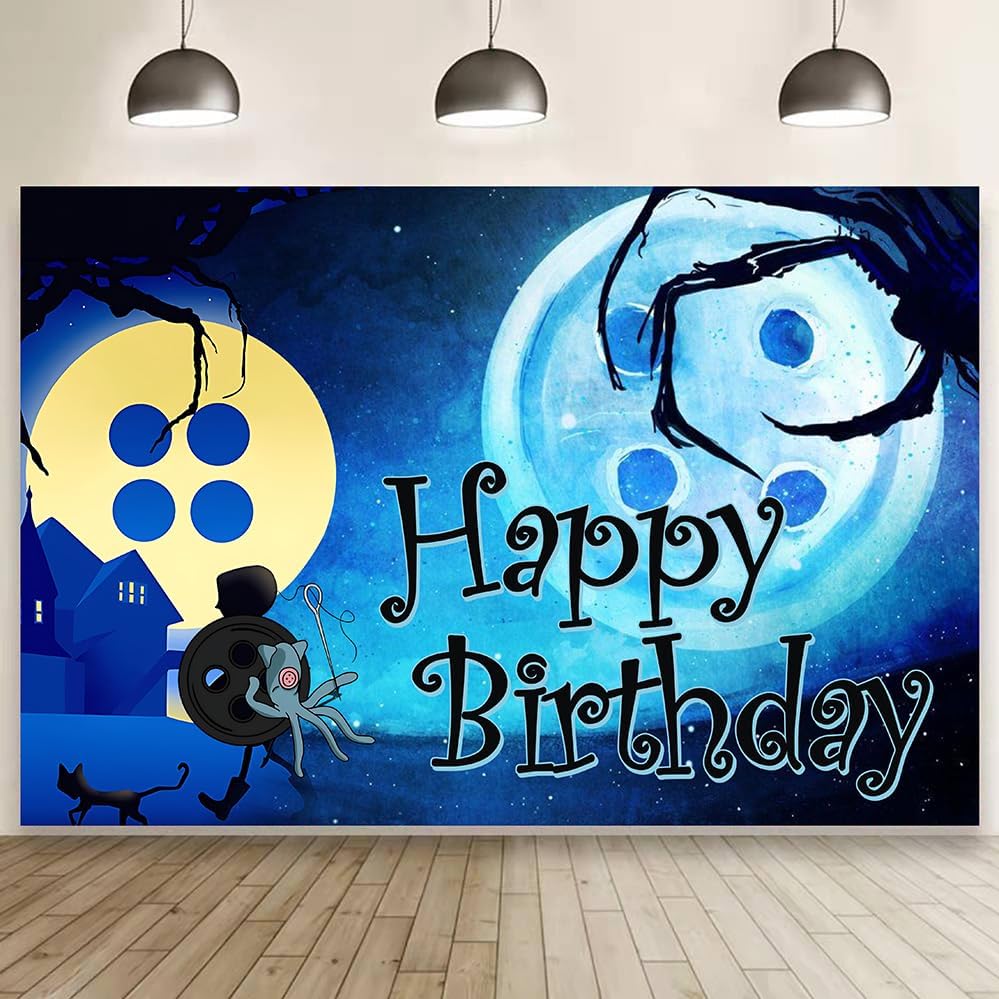 Horror Movie Birthday Decorations,Horror Movie Happy Birthday Banner Backdrop for Kids Birthday Party Supplies (5x3ft)