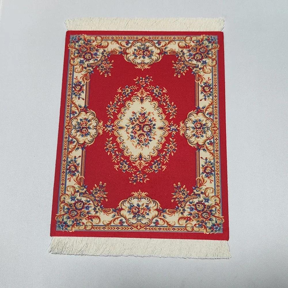 Woven flower Persian carpet small coaster wholesale merchants mouse pad desk mat retro style rubber non-slip computer desk mats