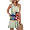 Lilo&Stitch losse zomer strand lange jurk dames Disney Lilo&Stitch mouwloze vestjurk lange jurk bretel