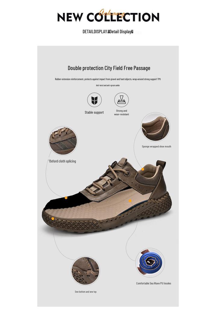 Men's 2024 Autumn Soft Sole Leather Sports Shoes, Hand-stitched Versatile Casual Sneakers, Large Sizes 45-46.