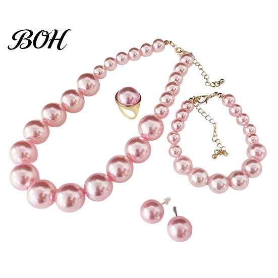 Faux Pearl Jewelry 3Pcs/Set Imitation Pearls Set, Adjustable Length Choker Necklace with Ear Studs Gift And Bracelet, Set for Weddings Banquets