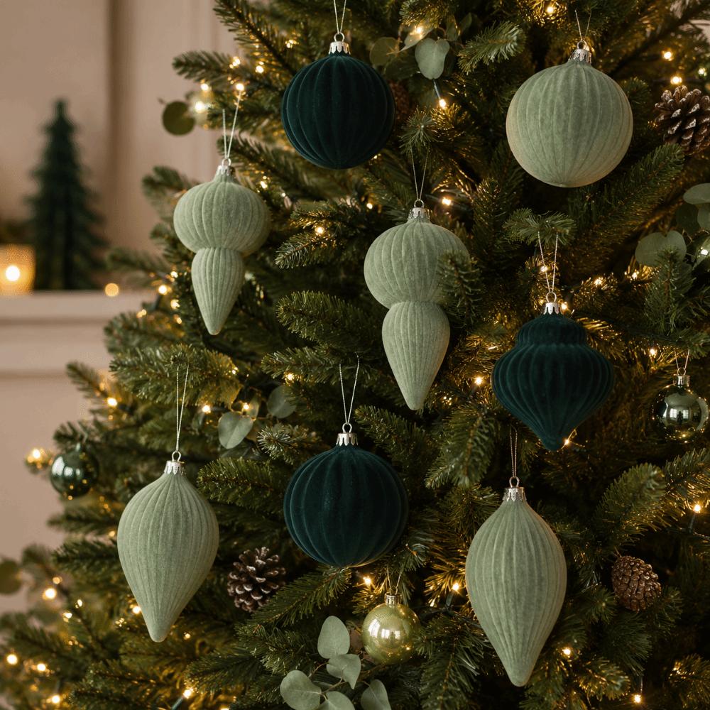 6Pcs/Set Velvet Christmas Tree Ornaments Shatterproof Christmas Decoration Holiday Decor