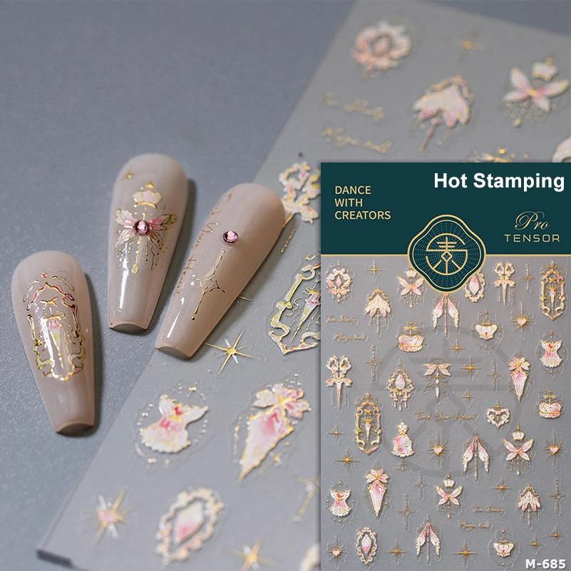 1 PCS 5D Glitter Light Pink Begonia Flower Nail Art Sticker Exquisite Design High Quality Decorative Decal Nail Sticker