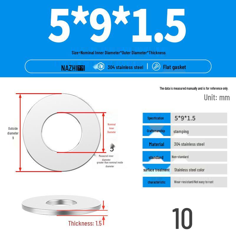 Thickened 304 Stainless Steel Flat Washer Spacer (M4-M8)