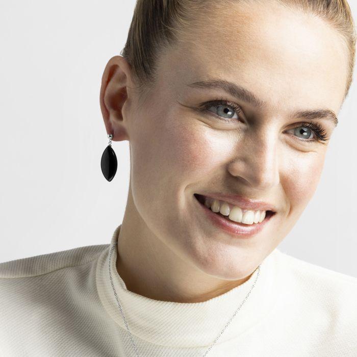 Boucles d'oreilles - AYOM - Argent 925 - Rhodié - Onyx - Femme