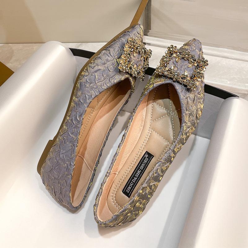 Pointed flat shoes women's versatile 2025 new spring and summer evening evening gentle shoes lady single shoes large size 41-43
