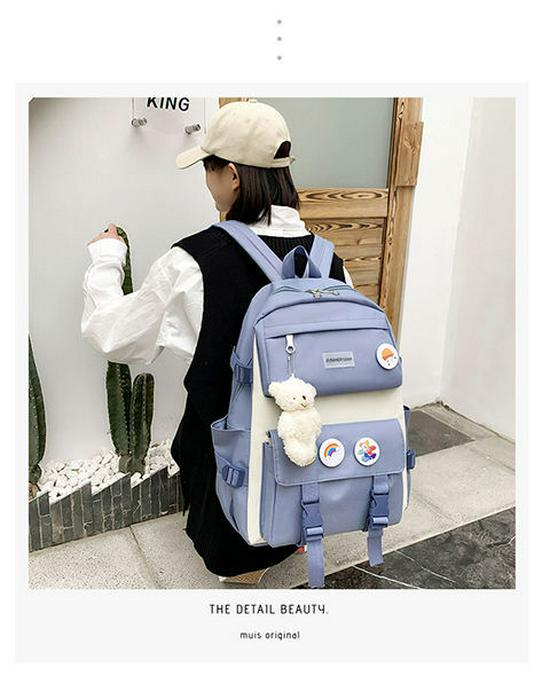Stylish Korean Style Backpack Set for School: Large Capacity Fashion Shoulder Bag for Girls