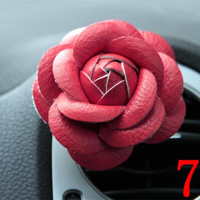 Car-styling Camellia High Flower Female Air Outlet Perfume Clip Auto Accessory Decoration