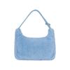 Prada Re-Edition Embroidered Logo Accent 2000 Soft Terry Fabric Hobo Shoulder Bag Mini Women bags Light-Blue Black 1NE515_2DXO_F0D4O